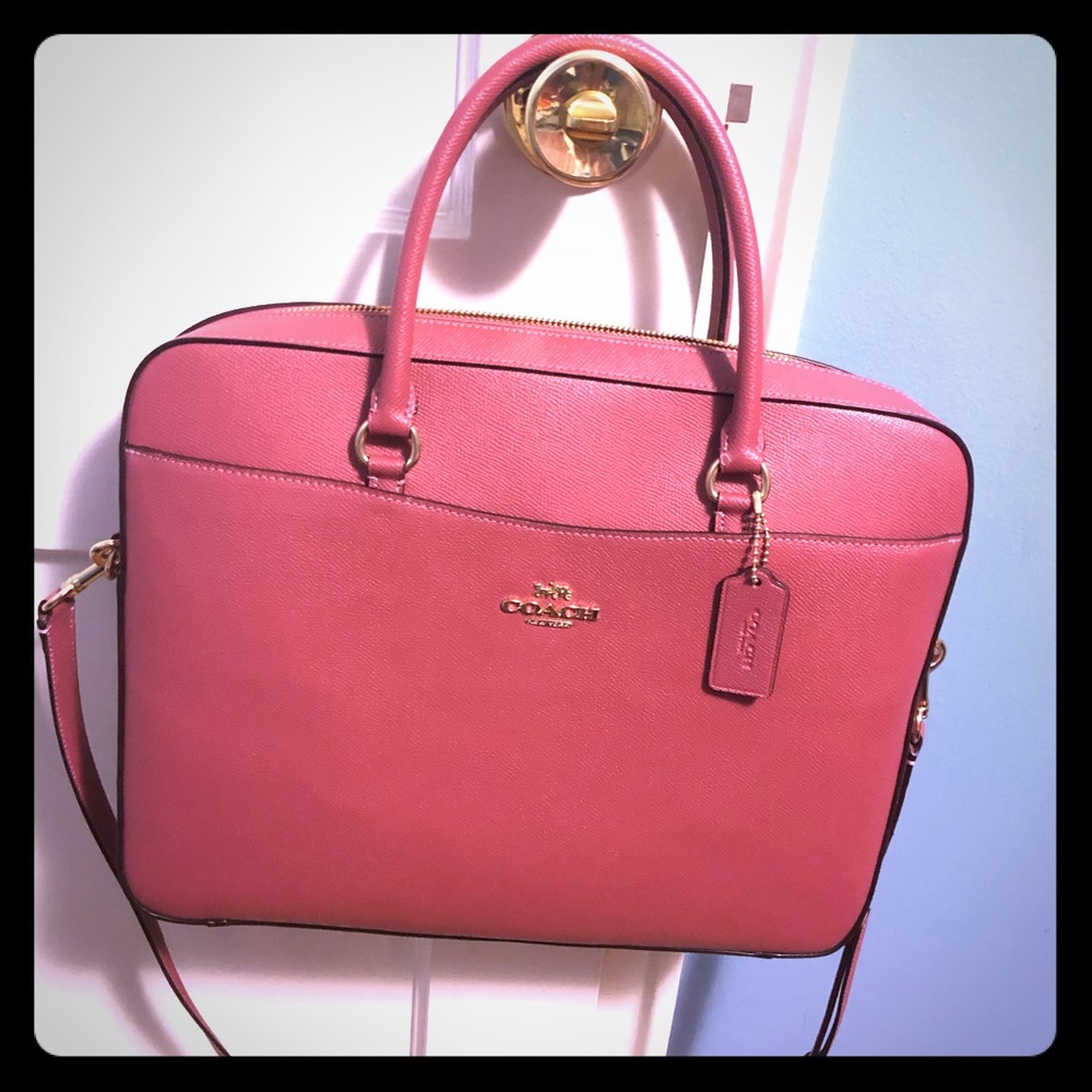 Coach pink laptop bag